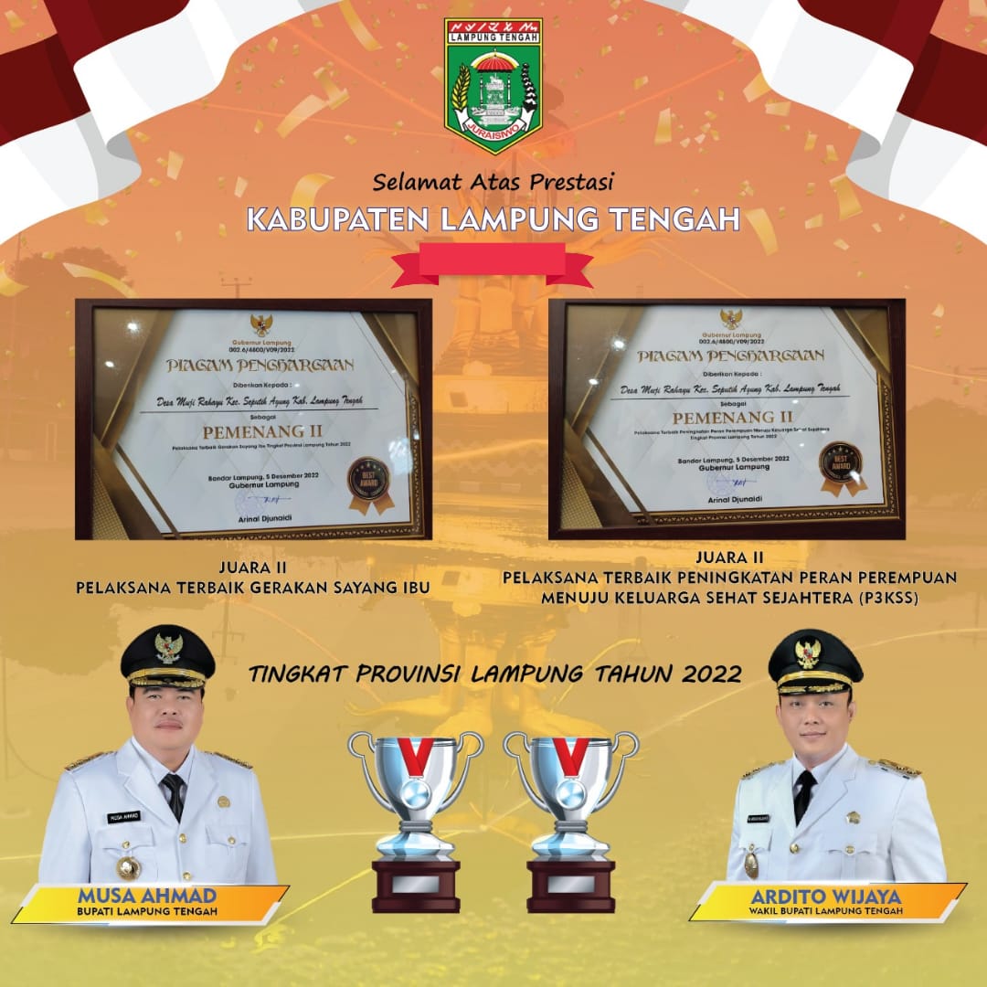 Lomba P3KSS di wakili Kampung Mujirahayu GSI diwakili Kec. Sep. Agung. Meraih juara 2 tk Provinsi Lampung ( Sabtu, 17 Desember 2022)