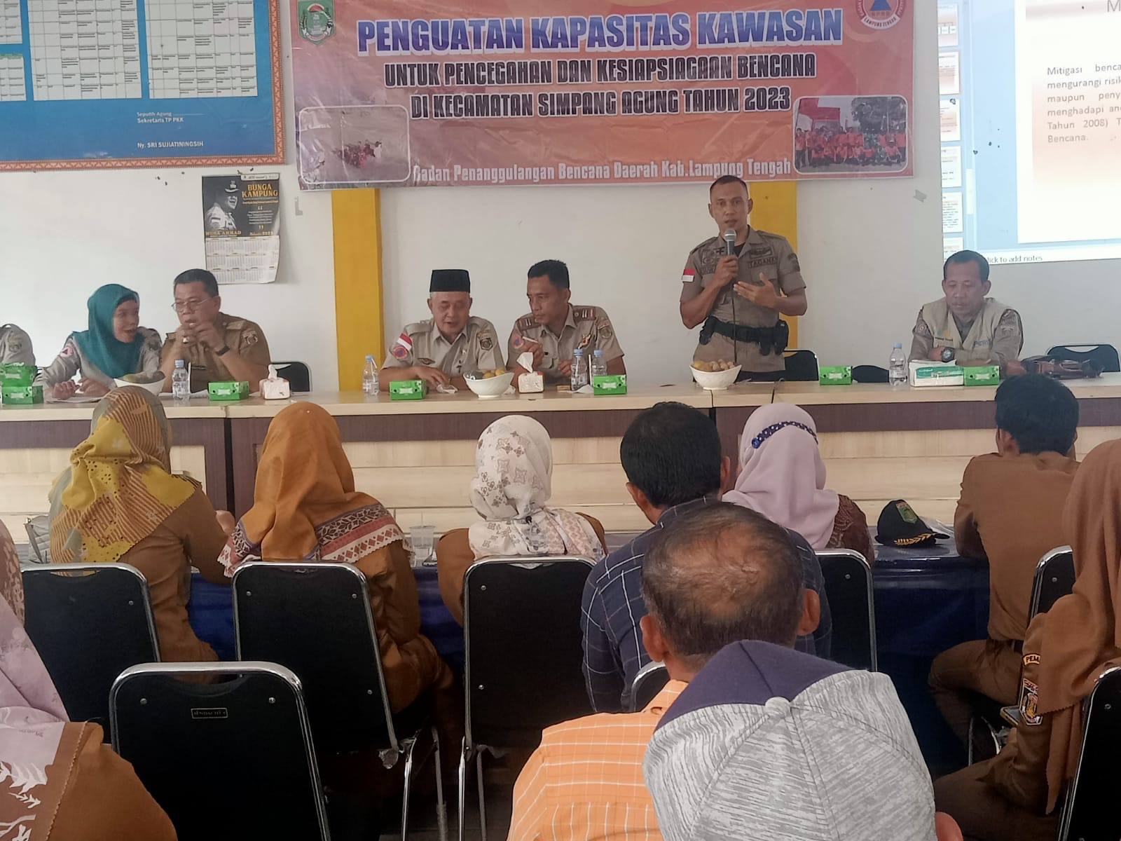 Penguatan Kapasitas Kawasan untuk Pencegahan dan kesiapsiagaan Bencana di Kecamatan Seputih Agung oleh BPBD Kabupaten Lampung Tengah di Auala Kecamatan Seputih Agung (Selasa, 22 Agustus 2023)