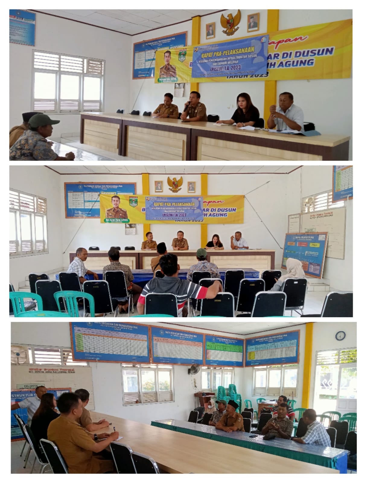 Rapat Pra-Pelaksanaan Kegiatan Pengembangan Infrastruktur Sosial dan Ekonomi Wilayah (Pisew) Tahun 2023 di Aula Kecamatan Seputih Agung (SElasa, 04 April 2023)