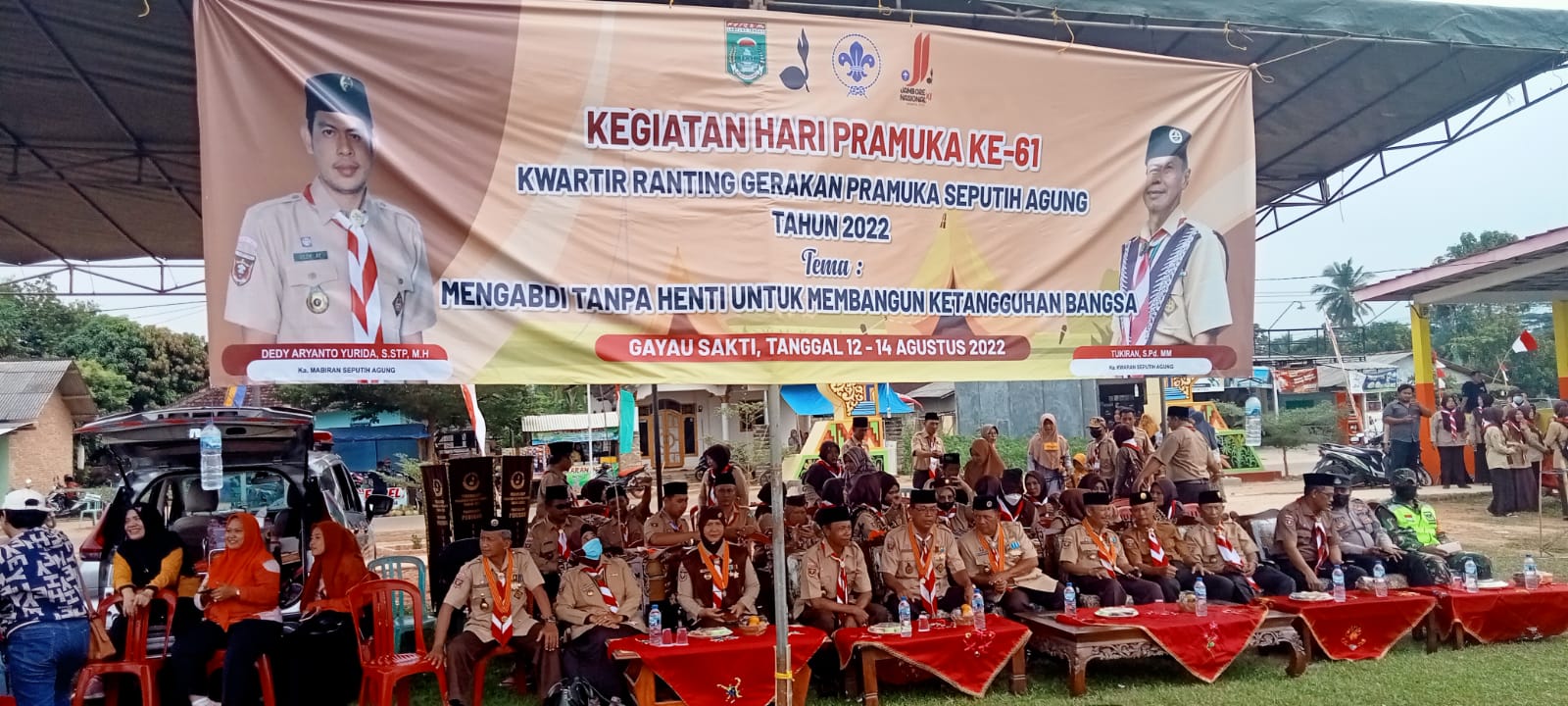 Kegiatan Hari Pramuka ke-61 Kwartir Ranting Gerakan Pramuka Seputih Agung Tahun 2022 di Lapangan Sepak Bola Kampung Gayau Sakti