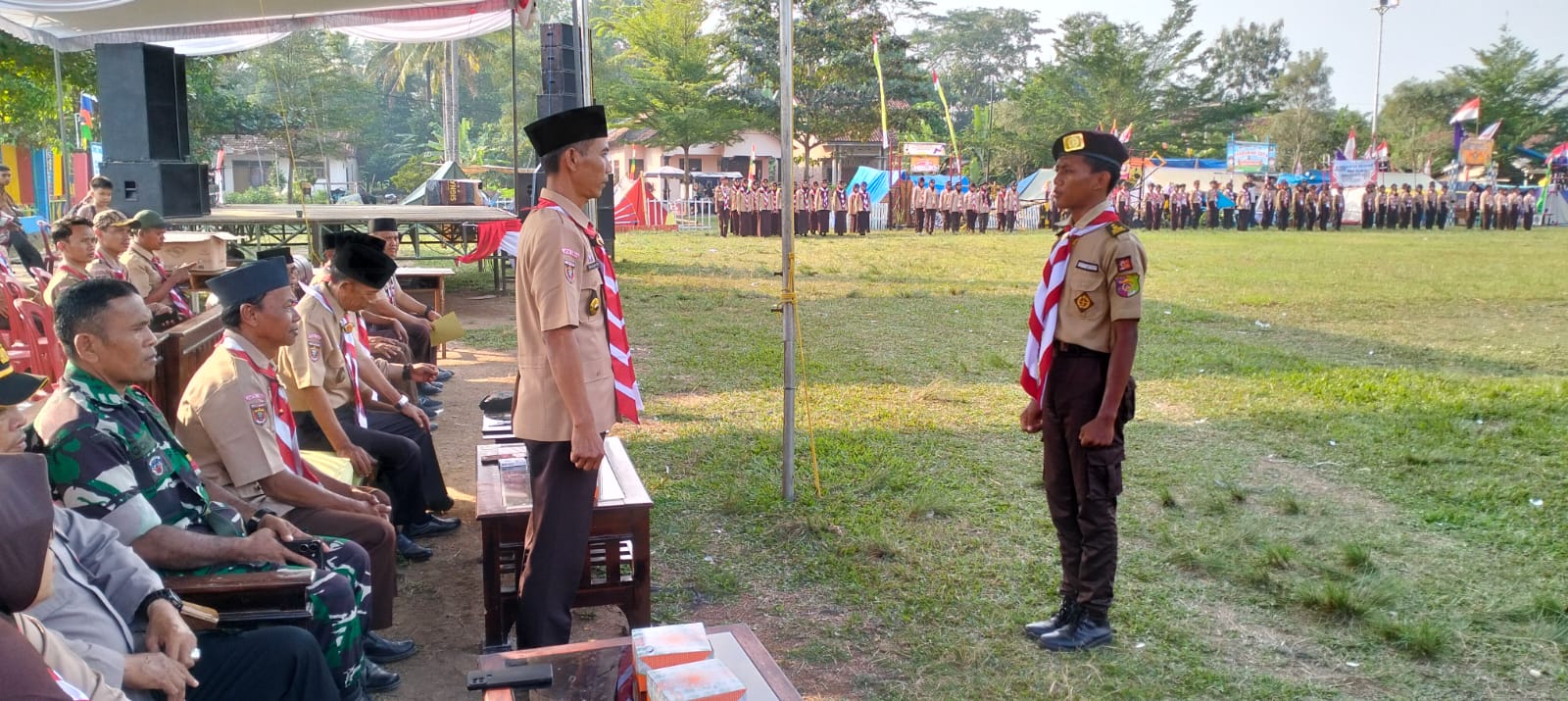 Pembukaan kegiatan kemah peringatan hari Pramuka kwaran seputih agung THN 2024 di lapangan sepak bola kampung fajar asri (Senin, 12 Agustus 2024)