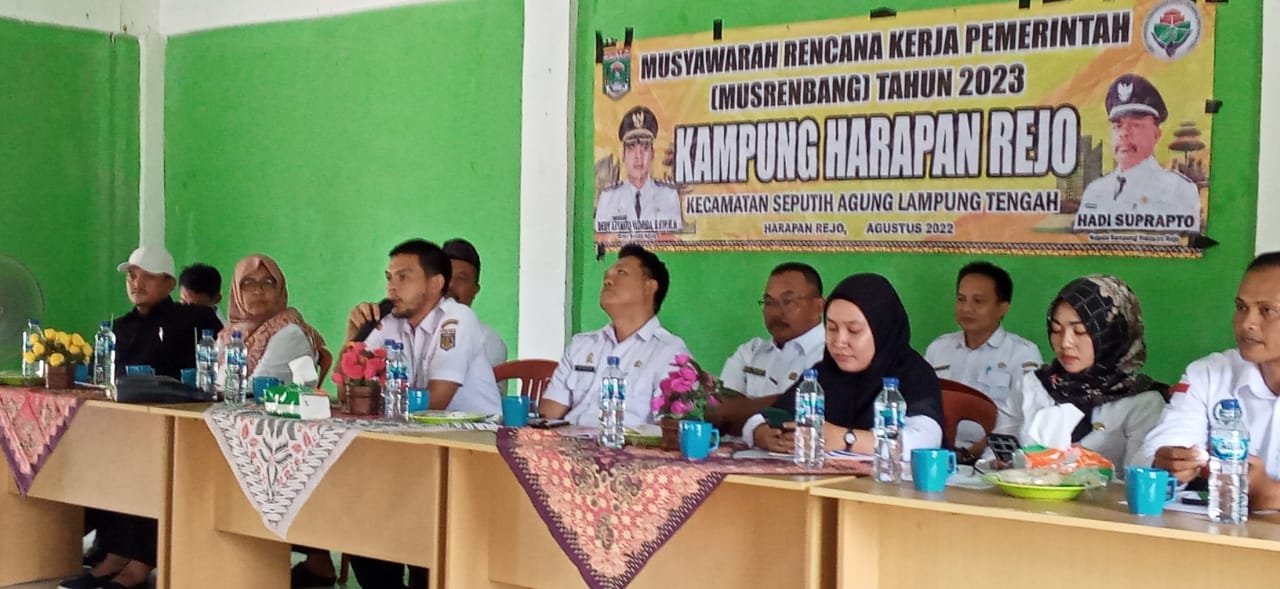 Musyawarah Rencana Kerja Pemerintah (Musrenbang Tahun 2023) di Balai Kampung Harapan Rejo (Kamis, 03 November 2022)