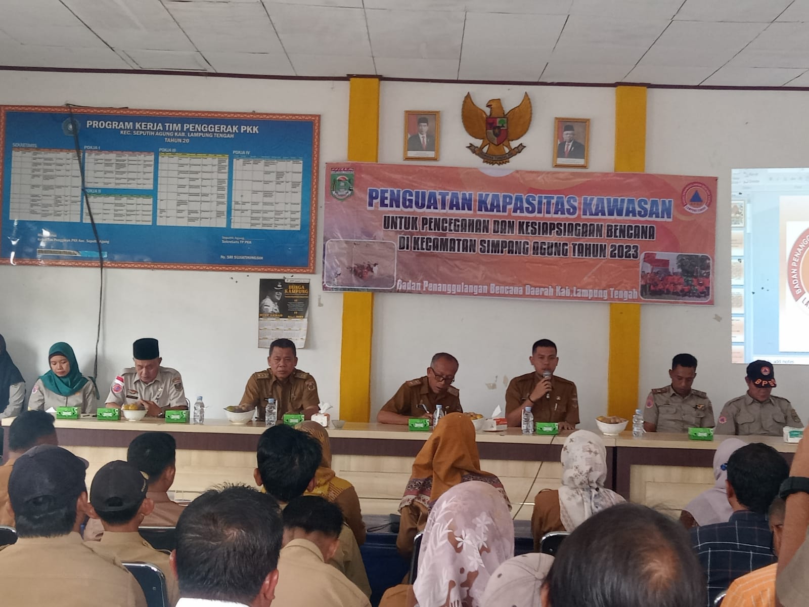 Penguatan Kapasitas Kawasan untuk Pencegahan dan kesiapsiagaan Bencana di Kecamatan Seputih Agung oleh BPBD Kabupaten Lampung Tengah di Auala Kecamatan Seputih Agung (Selasa, 22 Agustus 2023)