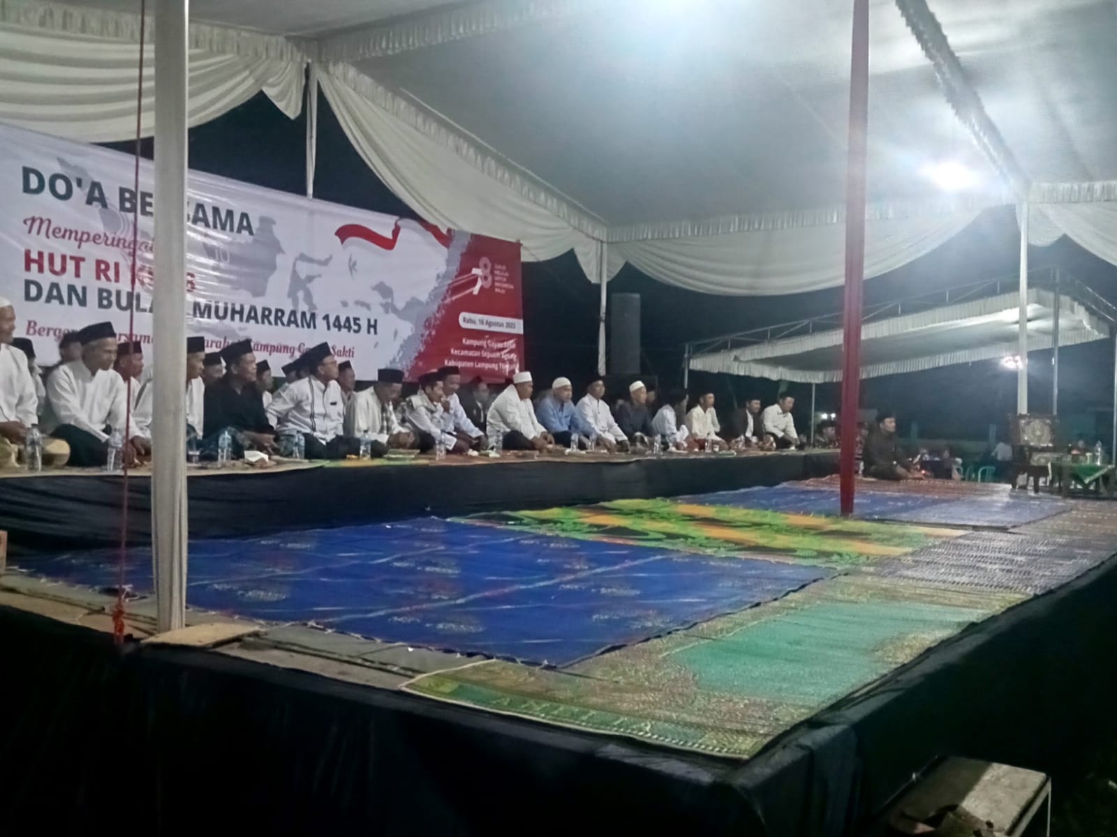 Doa Bersama dalam rangka memperingati Bulan Muharam dan Peringatan HUT RI ke-78 Tahun 2023 di Lapangan Sepak Bola Muji Rahayu dan Gayau Sakti (Kamis, 16 Agustus 2023)