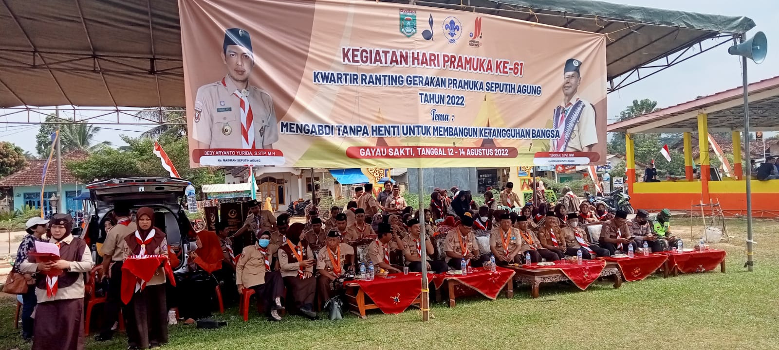 Kegiatan Hari Pramuka ke-61 Kwartir Ranting Gerakan Pramuka Seputih Agung Tahun 2022 di Lapangan Sepak Bola Kampung Gayau Sakti