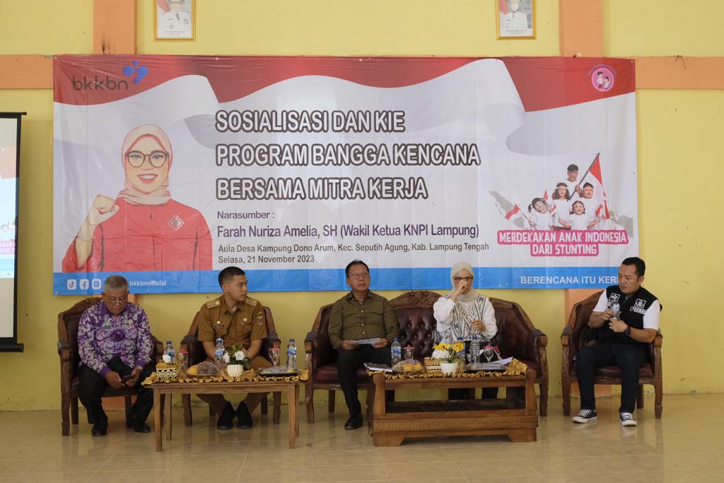 -	Sosialisasi dan KIE program bangga kencana dan percepatan penurunan stunting tingkat Nasional bersama Mitra Kerja di Provinsi Lampung di Balai Kampung Dono Arum (Selasa, 21 November 2023)