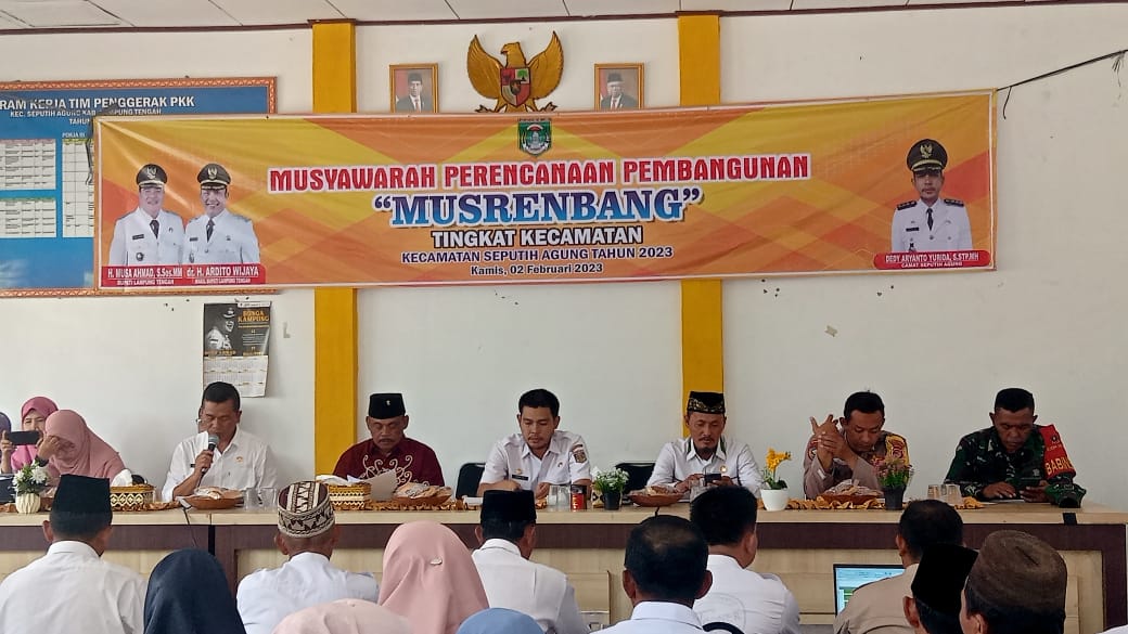 Musyawarah Perencanaan Pembangunan (MUSRENBANG) Tingkat Kecamatan Tahun 2023 di Aula Kecamatan Seputih Agung (Kamis, 02 Februari 2023)