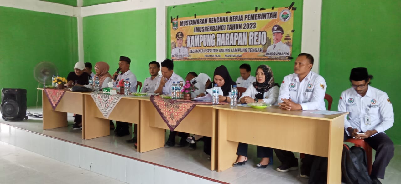 Musyawarah Rencana Kerja Pemerintah (Musrenbang Tahun 2023) di Balai Kampung Harapan Rejo (Kamis, 03 November 2022)