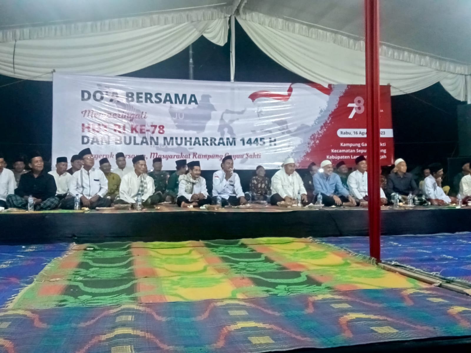 Doa Bersama dalam rangka memperingati Bulan Muharam dan Peringatan HUT RI ke-78 Tahun 2023 di Lapangan Sepak Bola Muji Rahayu dan Gayau Sakti (Kamis, 16 Agustus 2023)