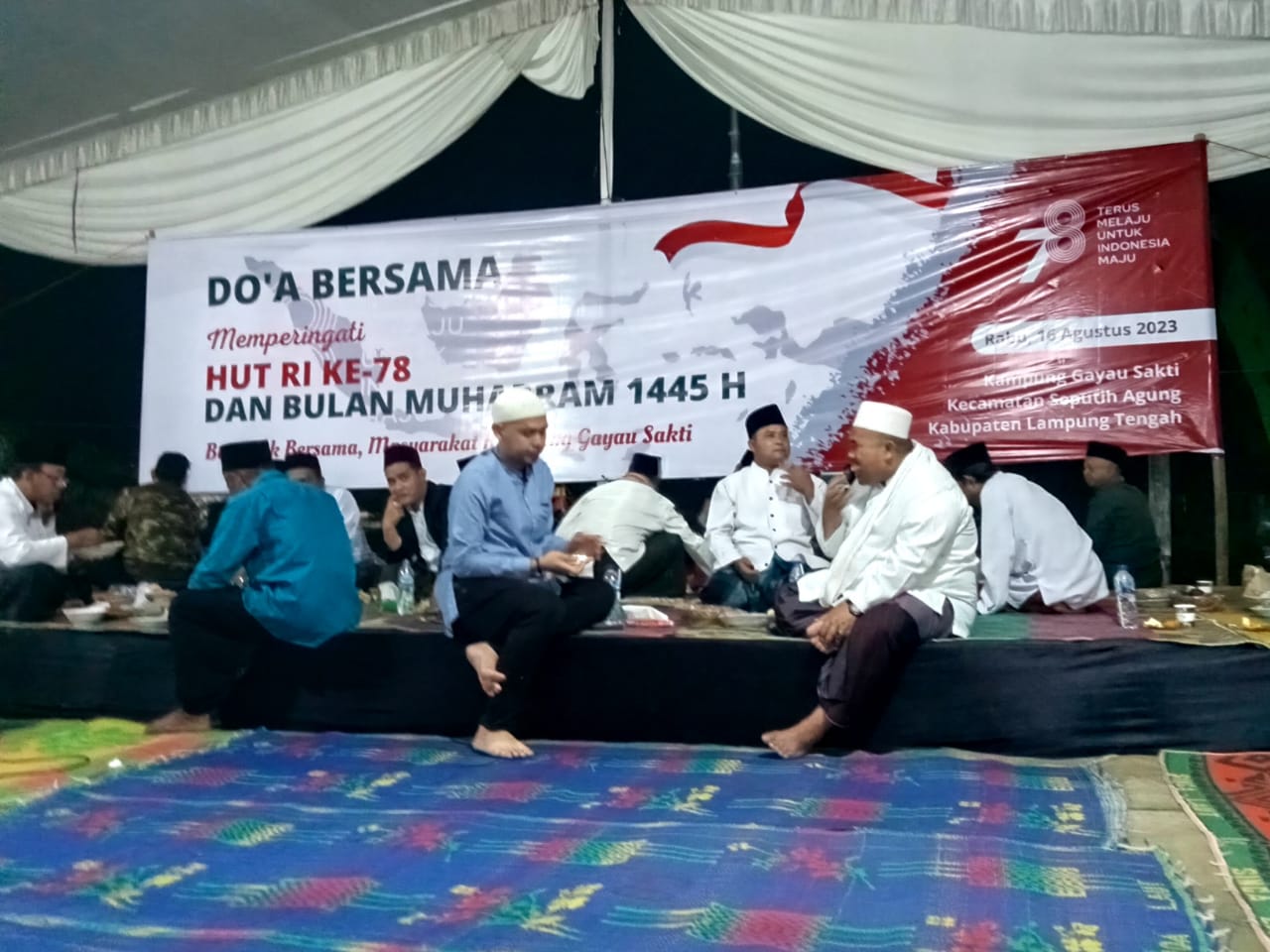 Doa Bersama dalam rangka memperingati Bulan Muharam dan Peringatan HUT RI ke-78 Tahun 2023 di Lapangan Sepak Bola Muji Rahayu dan Gayau Sakti (Kamis, 16 Agustus 2023)