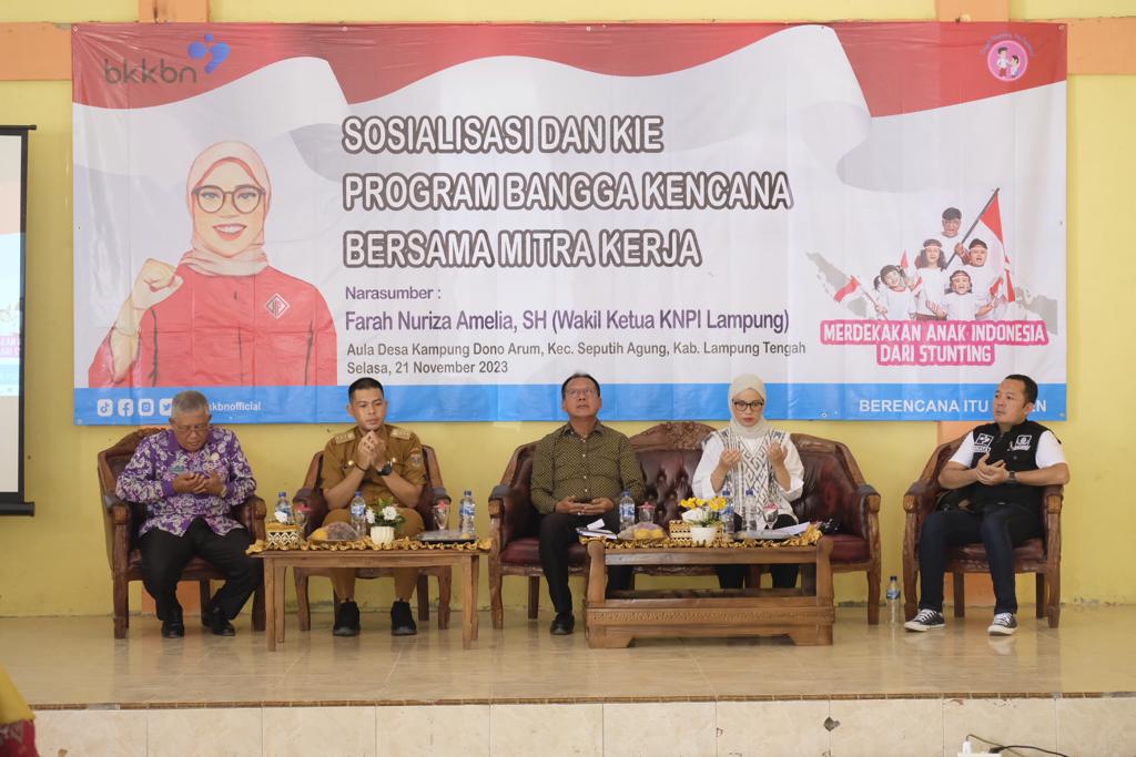 -	Sosialisasi dan KIE program bangga kencana dan percepatan penurunan stunting tingkat Nasional bersama Mitra Kerja di Provinsi Lampung di Balai Kampung Dono Arum (Selasa, 21 November 2023)