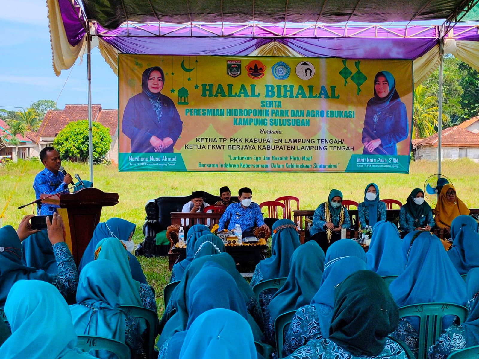 Halal BIhalal serta peresmian Hidroponik Park dan Argo Edukasi Kampung Sulusuban, yang dihadiri oleh Ibu Ketua TP. PKK Kabupaten Lampung Tengah atau Ketua FKWT Berjaya Kabupaten Lampung Tengah di Kampung Sulusuban