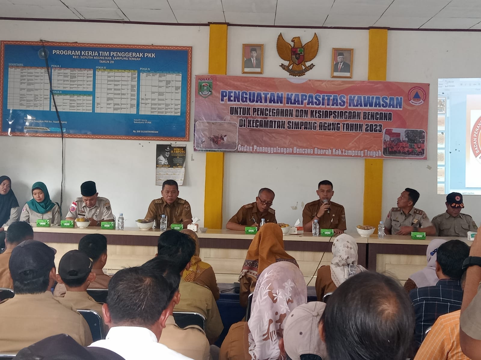 Penguatan Kapasitas Kawasan untuk Pencegahan dan kesiapsiagaan Bencana di Kecamatan Seputih Agung oleh BPBD Kabupaten Lampung Tengah di Auala Kecamatan Seputih Agung (Selasa, 22 Agustus 2023)